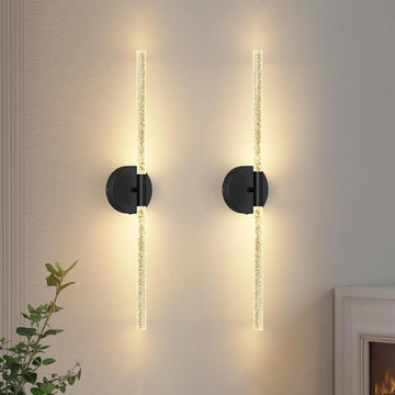 Crystal-Inspired Bubble Battery Operated Wall Sconce Set of 2, 10000mAh 3 Color Temps Rechargeable Wall Lights with