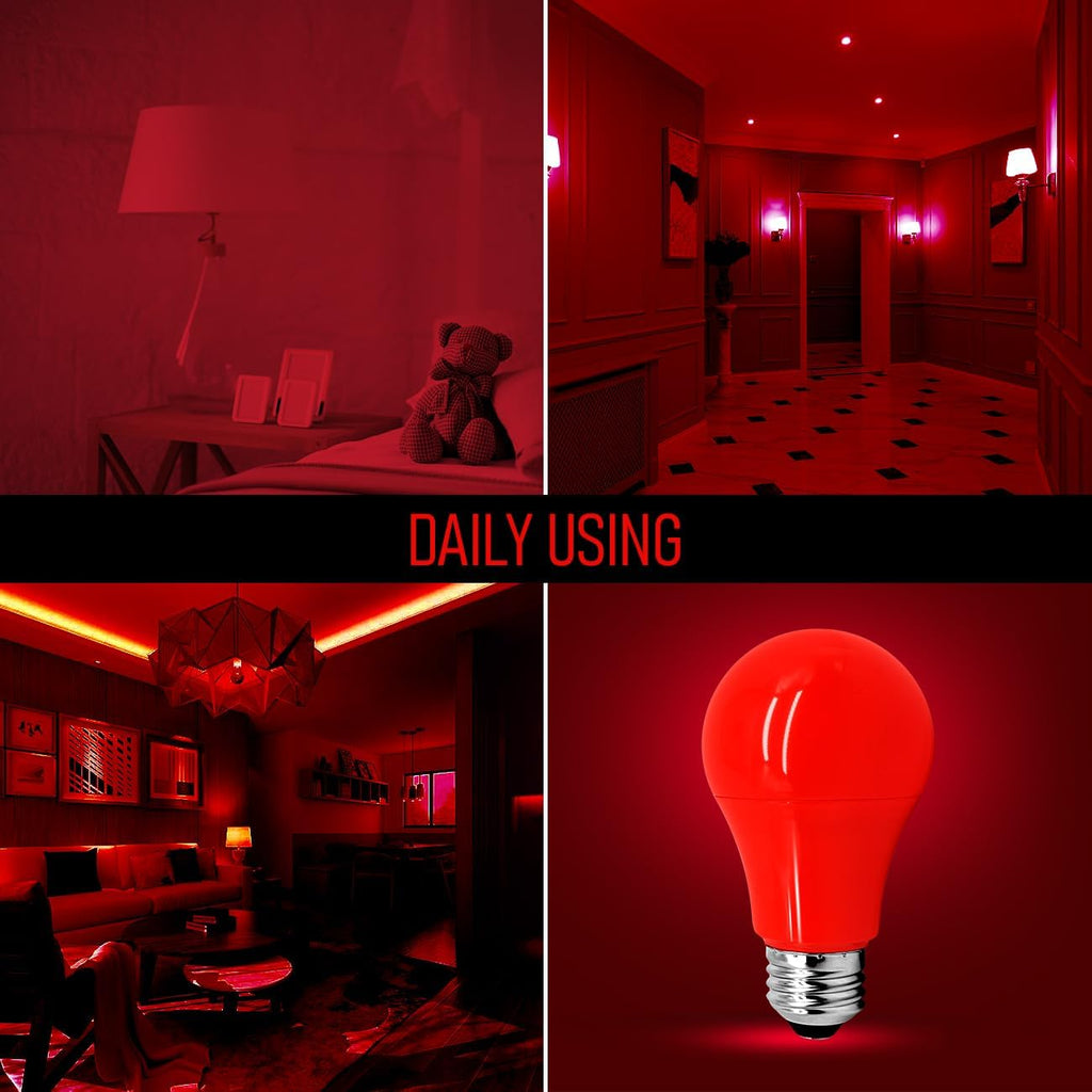Red LED Light Bulbs A19 7W (60W Equivalent) E26