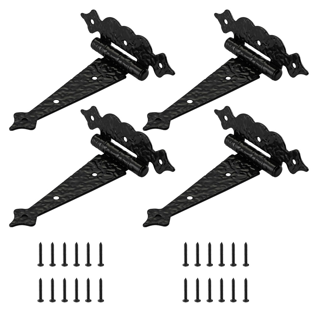 T Strap Gate Hinges Heavy Duty, Decorative Hammered T Hinges, Outdoor Hinges for Wood, 6 Inch Tee Hinges for Wooden