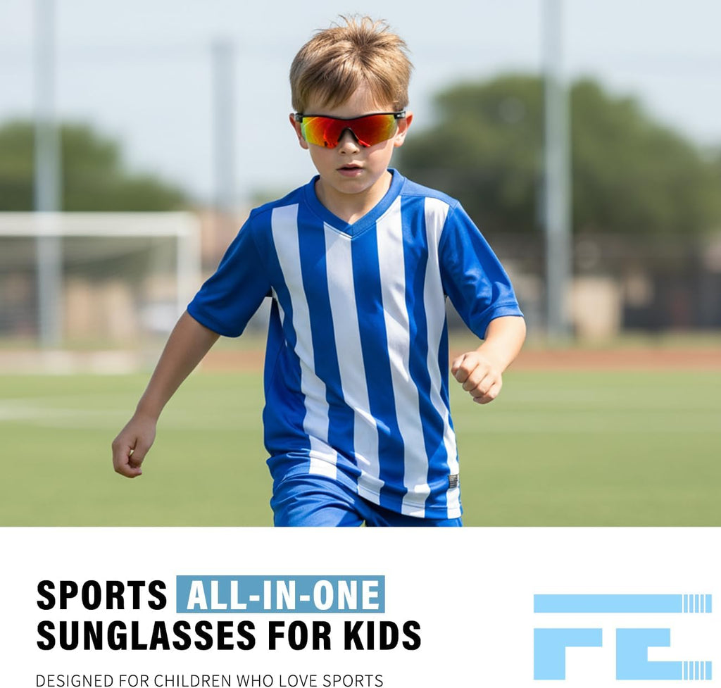 Kids Polarized Sports Sunglasses, TR90 UV400 Baseball Cycling