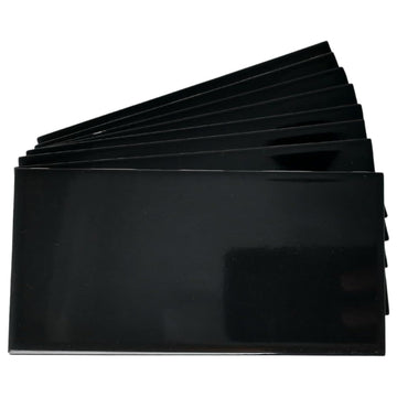 3x6 Glossy Black Ceramic Subway Tile - Box of 10 Shiny Wall Tiles (1.25 Sq Ft) Backsplash, Bathroom Shower, Fireplace