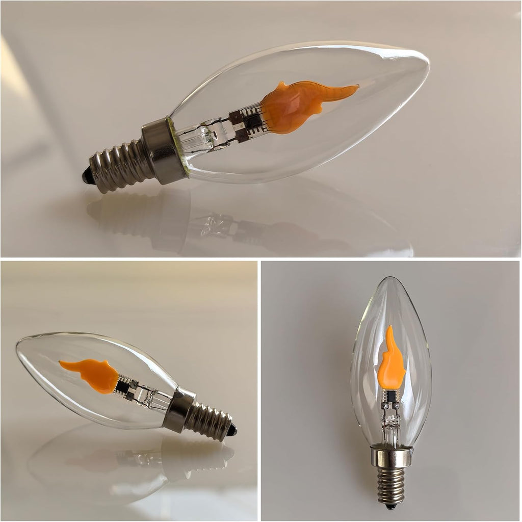 Flickering Flame LED Candle Bulb E12 Non-Dimmable 2W 1800K Warm Clear Glass 2-Pack