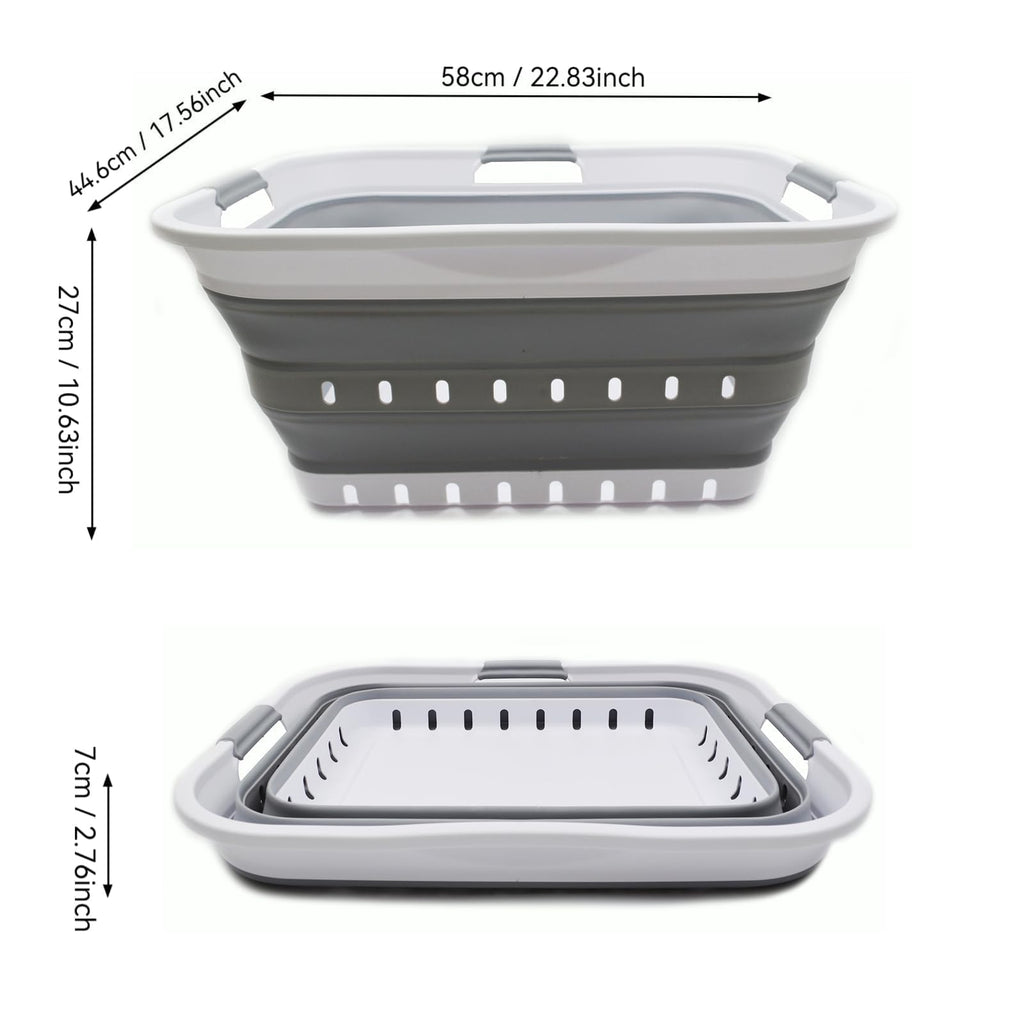 42L (11 gallon) Collapsible Plastic Laundry Basket - Foldable Pop Up Storage Container/Organizer - Space Saving