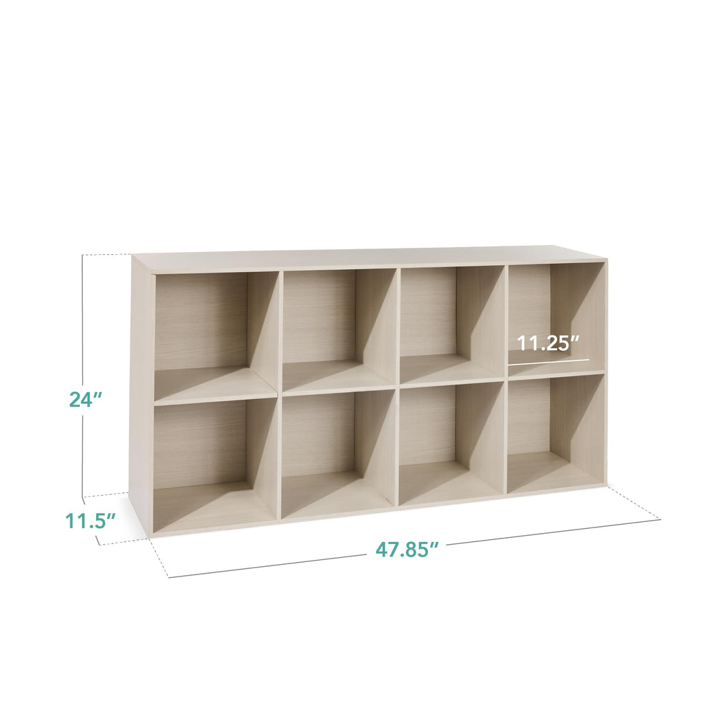 8-Cube Storage Organizer, 11in Shelf Opening, Bookcase, Display Shelf, Customizable w/ 3 Removable Back Panels