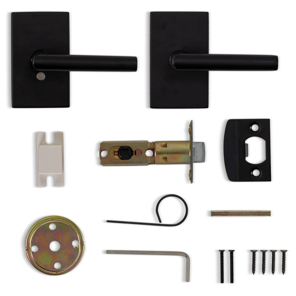 Privacy Lever Door Handle Designer Series Easy to Open Locking Lever Set [ ] Reversible for Right & Left Sided Doors