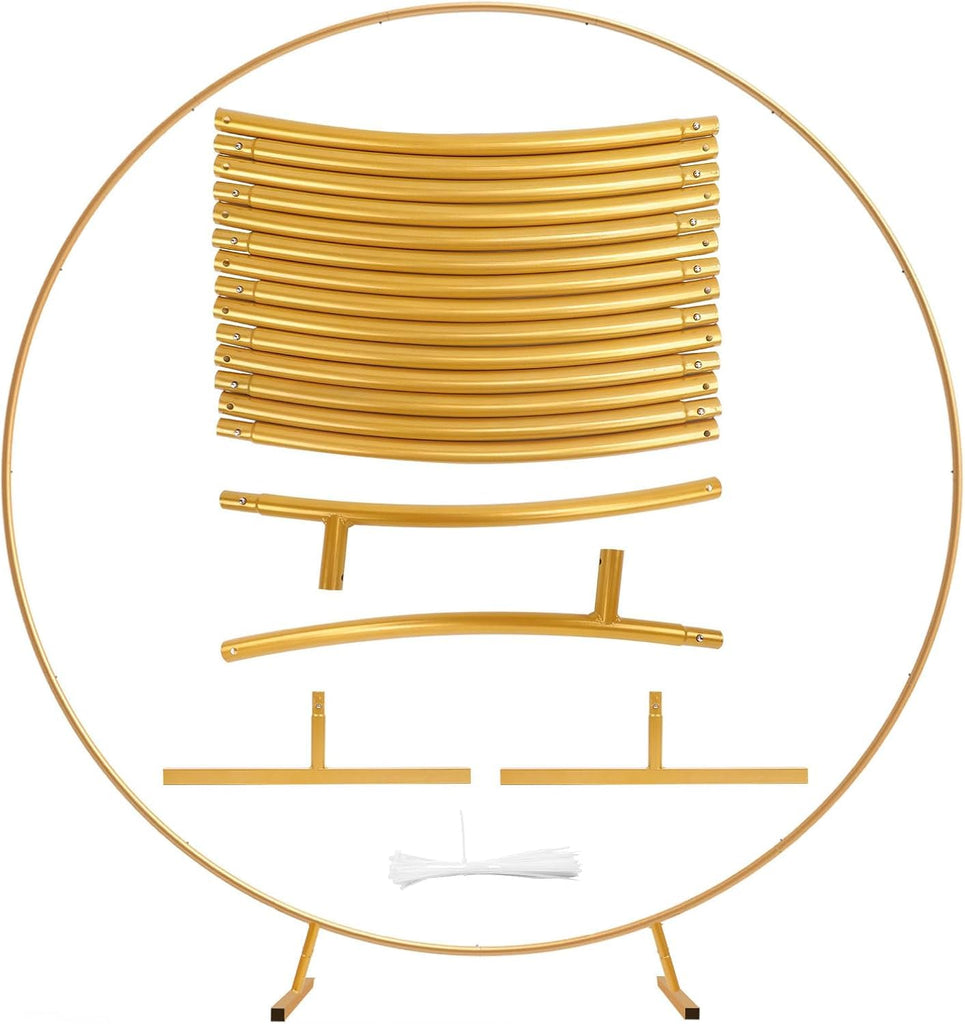 6.9ft Round Backdrop Stand Circle Arch Frame, Golden Metal Balloon Arch Stand Kit for Wedding Birthday, Balloon Ring