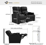 Home Theater Seating, Top Grain Leather Sectional Seats Recliner Chair