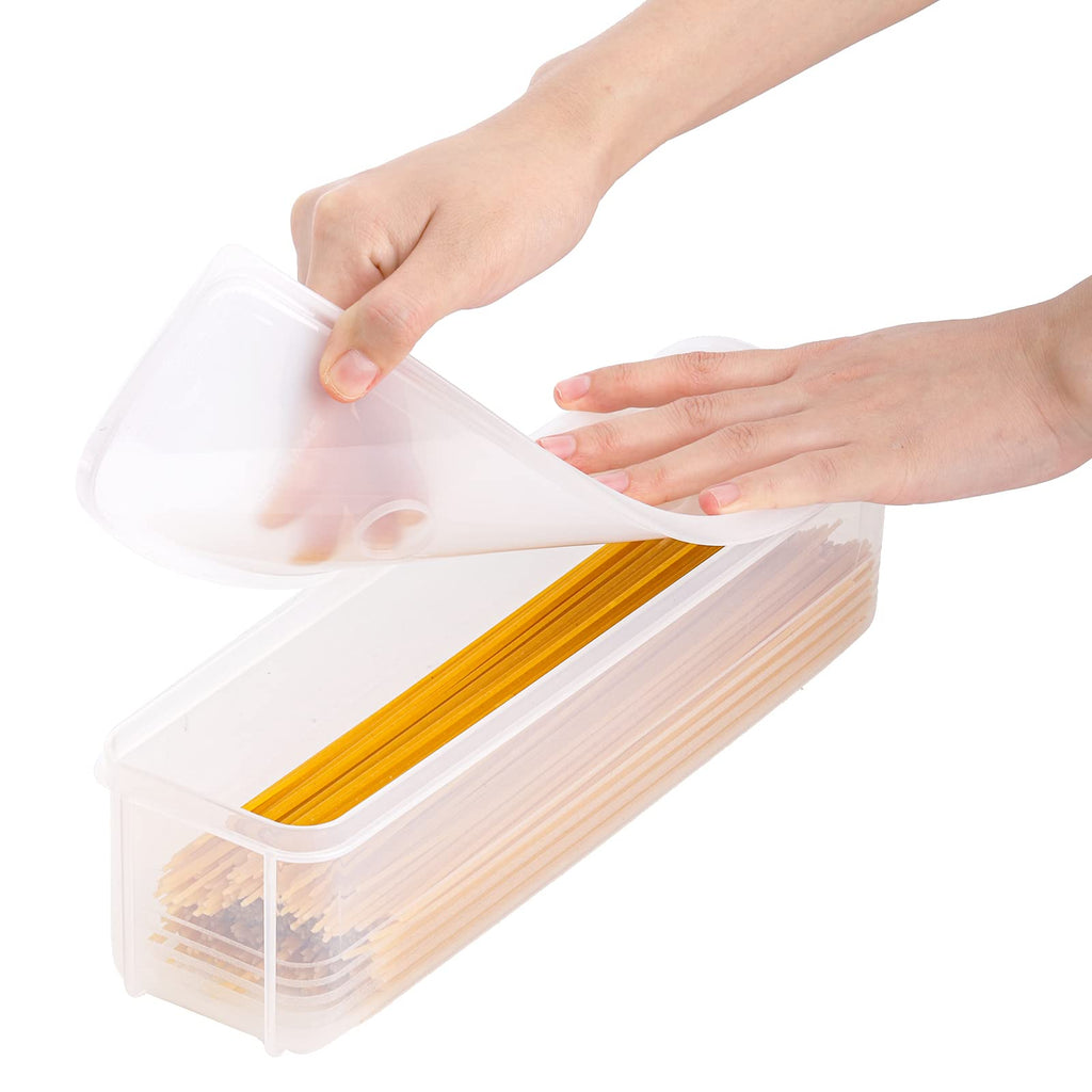 Set of 6 Pasta Storage Containers with Lid, Airtight Spaghetti Noodle Holder Rectangular Chopstick Storage Box Sealed