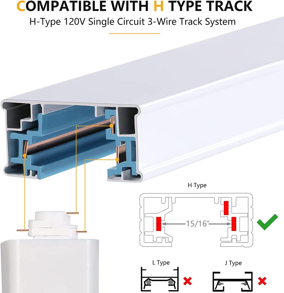 Dimmable LED Track Lighting Heads H Type, White 24W 1 Pack