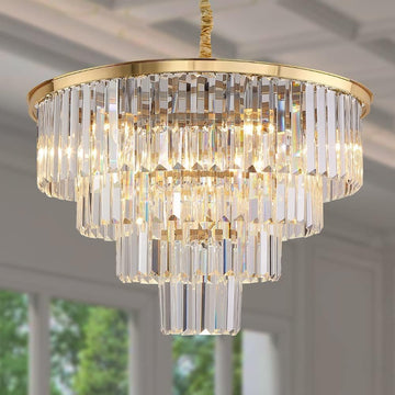 Inspired Odeon Style Gold Plated Crystal 4-Tier Modern Chandelier Dia 23.6" - A107-B07KF4SR4N