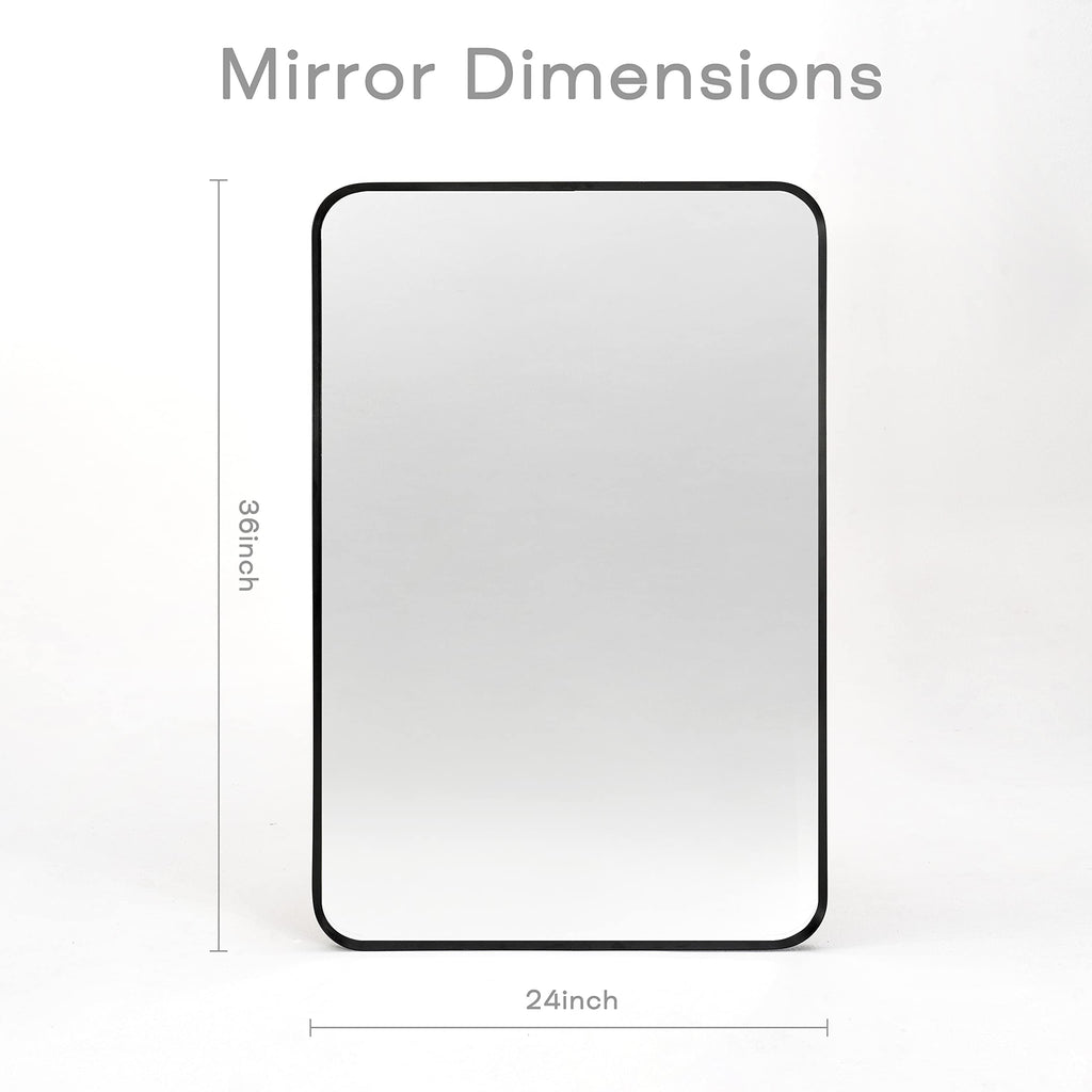 24" x 36" Black Bathroom Mirrors for Over Sink, Thin Metal Frame