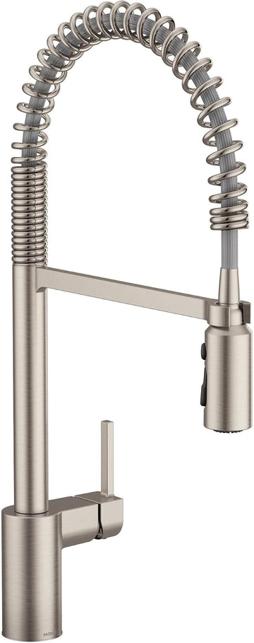 Align Spot Resist Stainless Pulldown Kitchen Faucet, Single Hole, Modern Spring Style with Pre-Rinse and Power Boost