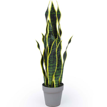 Artificial Snake Plant 25Inch Fake Sansevieria Faux Silk Potted Plant Artificial Mother in Law Tongue Plant for