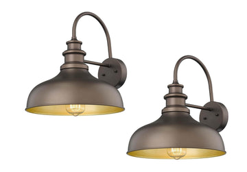 Outdoor Wall Sconce, 2Pack Farmhouse Outdoor Barn Light, Oil Rubbed Bronze