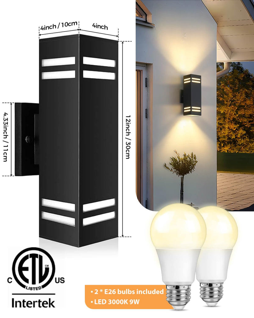 Dusk to Dawn Outdoor Light, Modern Outdoor Wall Lights with LED Bulbs Includes [ETL Listed]
