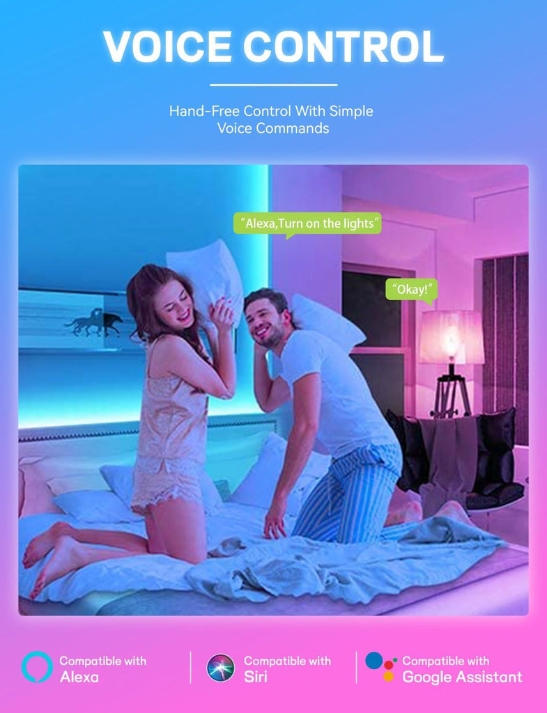Smart Light Bulbs, WiFi & Bluetooth 5.0, Work with Alexa Google Assistant, App Control, Color Changing LED Bulb,E26