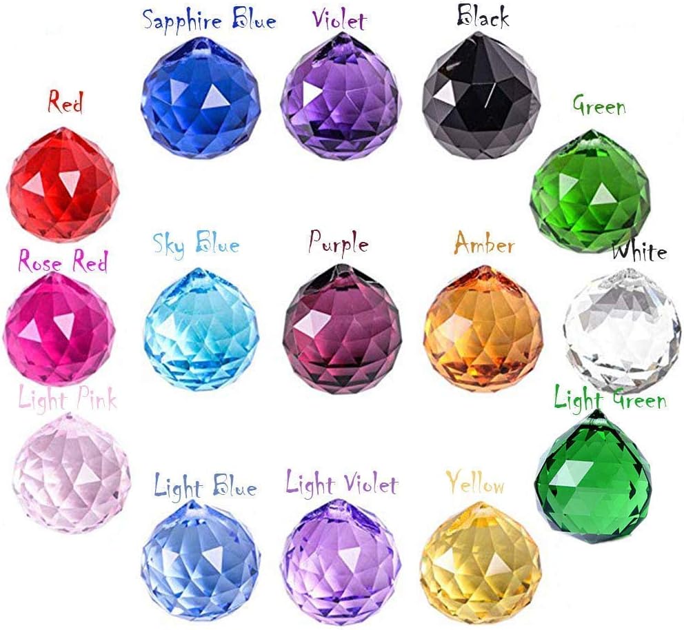 Mixed Colorful Crystal Ball Prism with Drilled Hole Sunshine Catcher Rainbow Pendants Maker