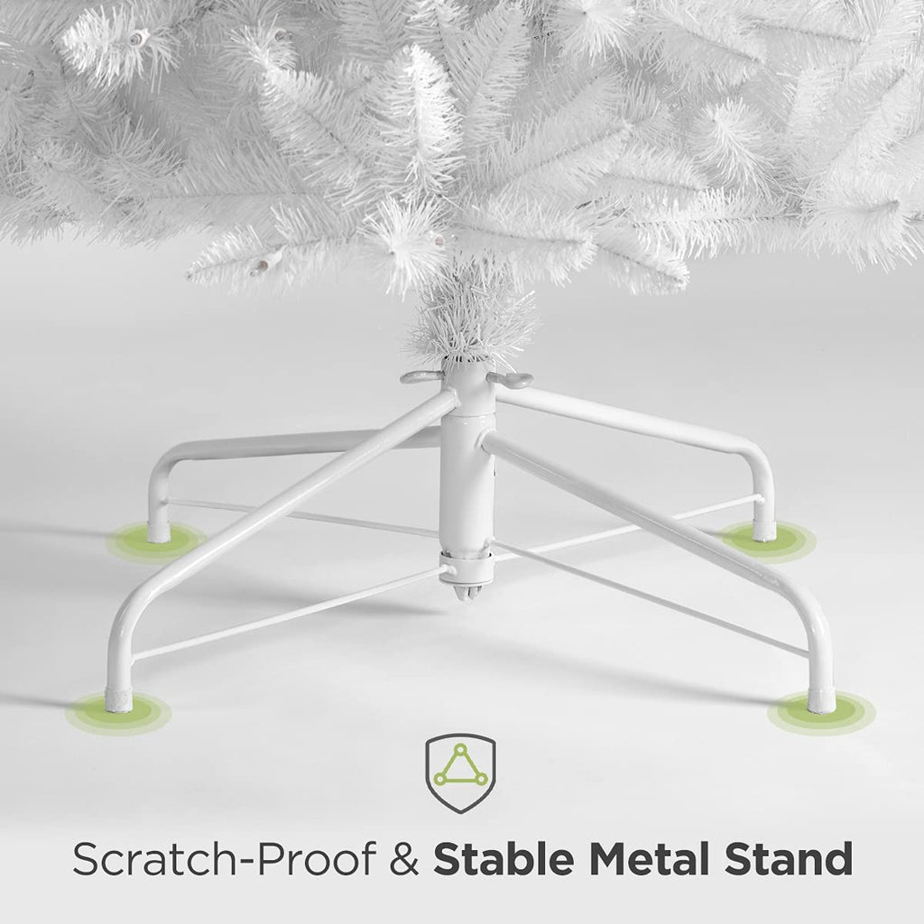 6.5ft White Christmas Tree, Fraser Fir Pencil Artificial Slim Trees Holiday Decor Prelit 250 Warm Lights 714 PVC