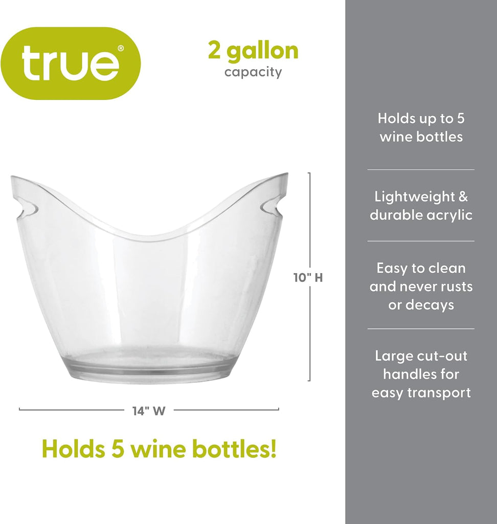 Chill Acrylic Ice Buckets for Parties and Drinks, 2.11 Gallons (8 Liters) Wine Beer Champagne Bucket, Beverage Tubs