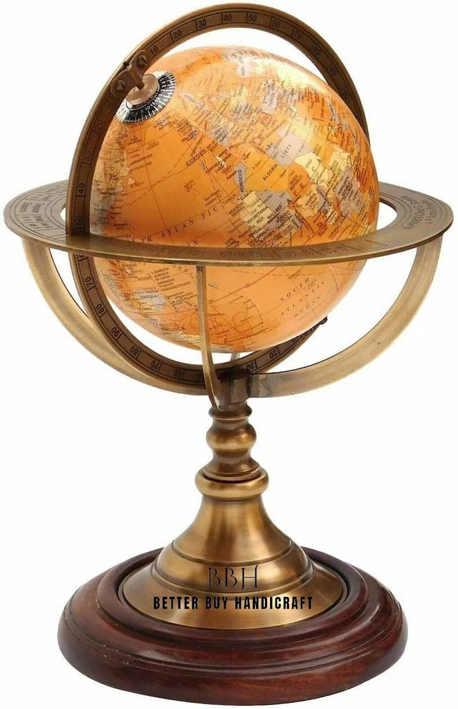 Vintage Brass Antique Armillary Tabletop Marine Sphere Globe Nautical Decor