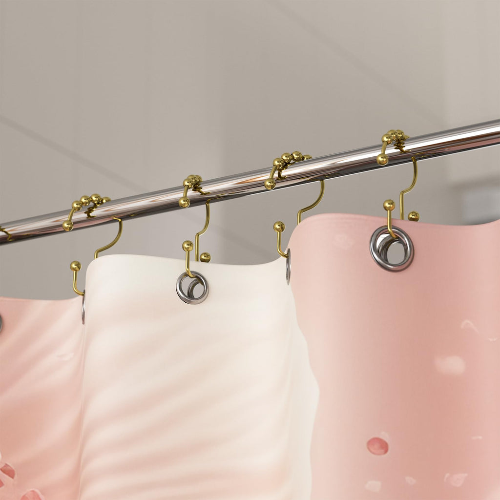 Gold Shower Curtain Hooks Rings, Rust-Resistant Metal Double Glide Shower Hooks Rings Shower Curtains Rods, Set of 12