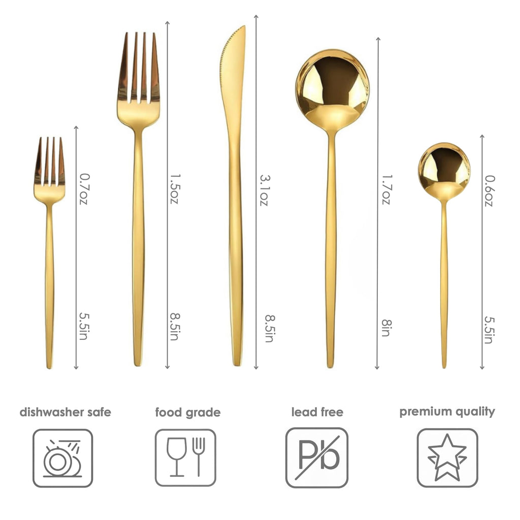 Silverware Set for 6, 30-Piece Lincoln Slim Handle Flatware Set, Stainless Steel Cutlery Set with Fork Knife Spoon