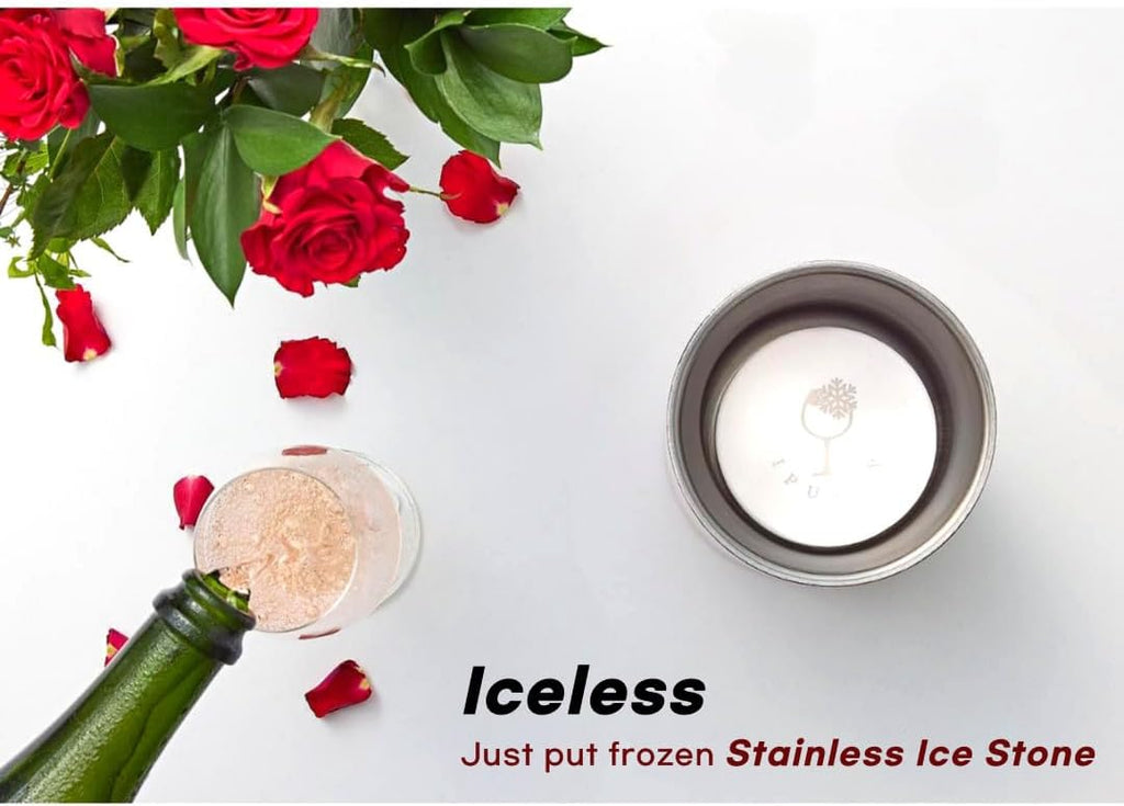 Wine Chiller Bucket with Stainless Ice Stone - Champagne Bucket for 750ml Single Bottle Cold up to 5 Hours - Iceless