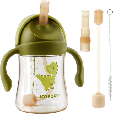 Sippy Straw Cups for Toddlers 1-3, Spill-Proof Baby Cups, 9oz Green