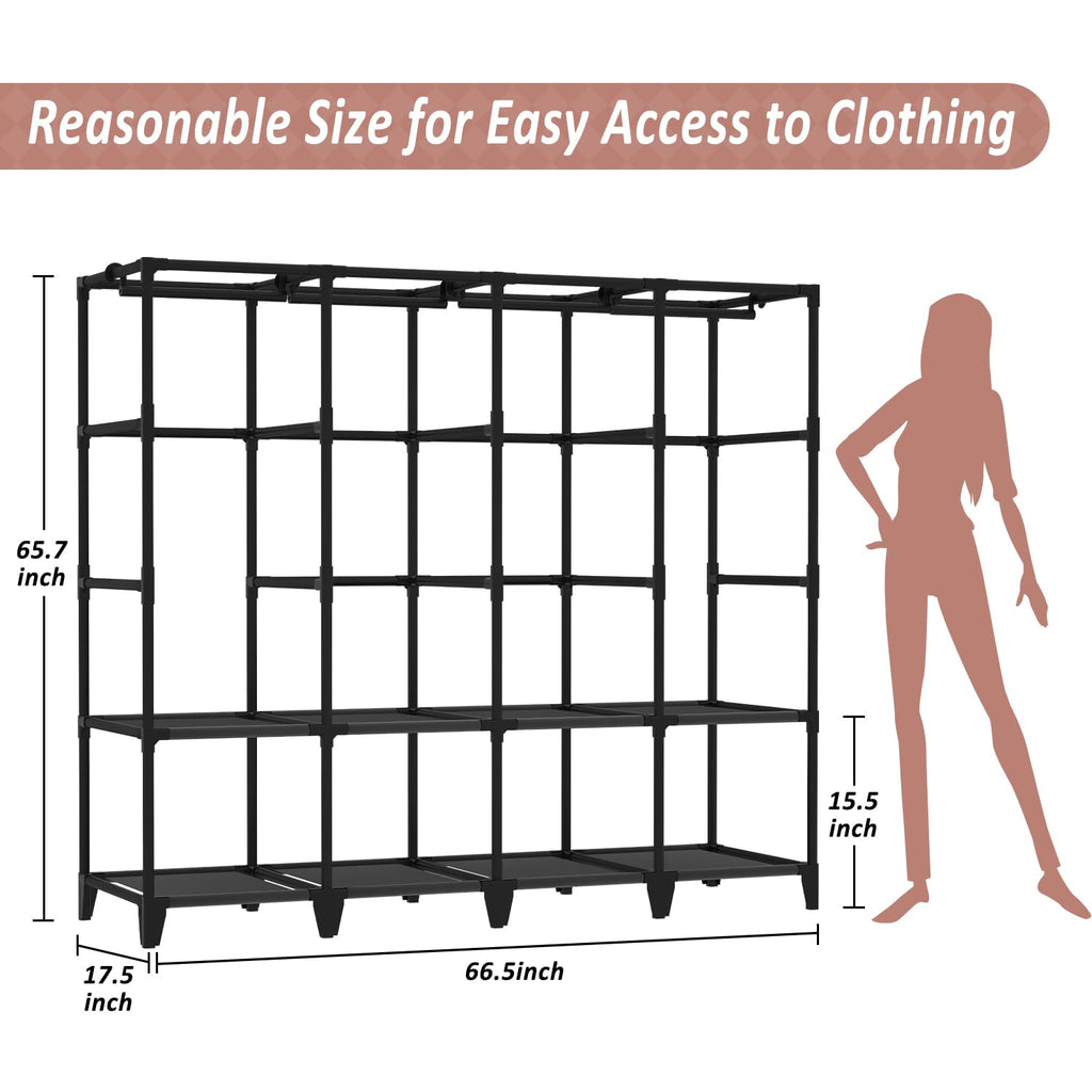Wardrobe Closet, Quick and Easy Assembly, Gray Portable Closet