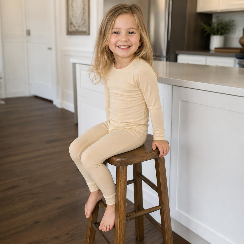 Kids Boys Girls Soft Piece Solid Long Sleeve Shirt and Pants Set