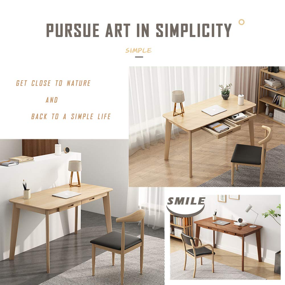 Solid Wood Writing Desk - Home Office Laptop Computer Table, Oak