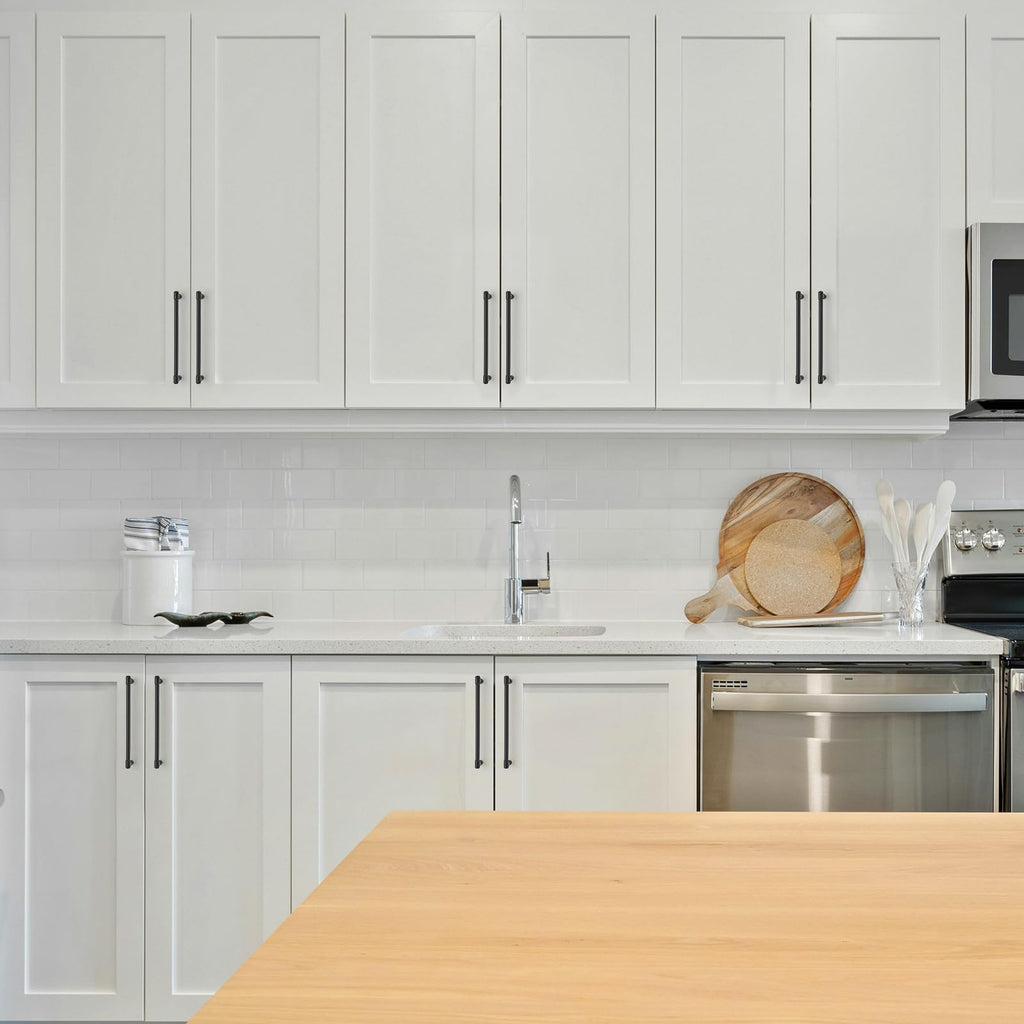 Matte Black Cabinet Handles Modern Pulls,8 Inch,5 Pack