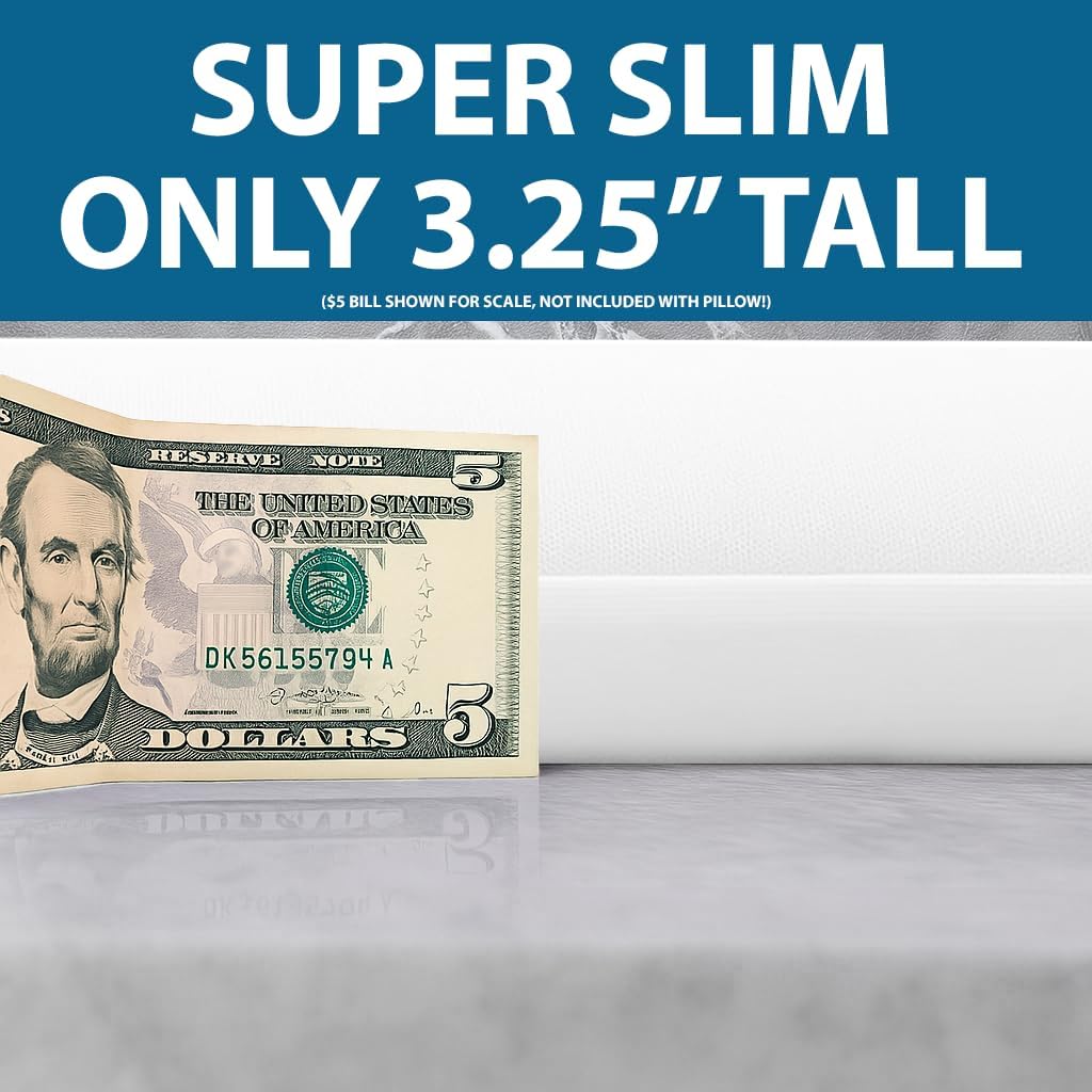 Bedding Super Slim Gel Memory Foam Pillow for Stomach and Back Sleepers - Thin, Flat Design for Cervical Neck
