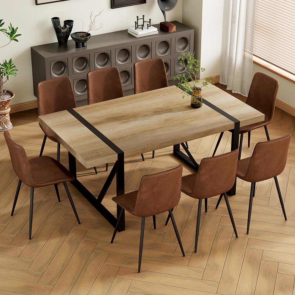 Dining Table Set for 8, 71'' Wood Table and Chairs Set of 8