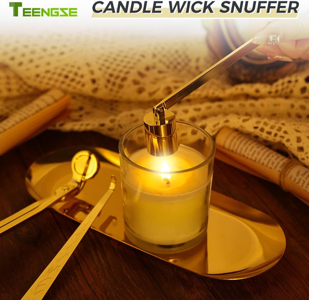 3 in 1 Gold Candle Tool Kit, Wick Trimmer Snuffer Wick Dipper