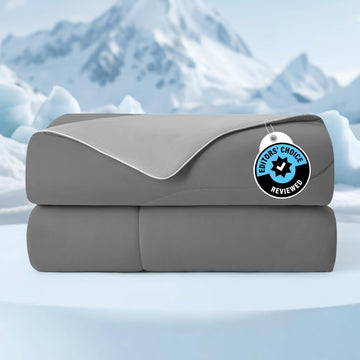 Cooling Comforter, Cooling Blankets for Hot Sleepers and Night Sweats, Dark Light Gray Summer Comforter for