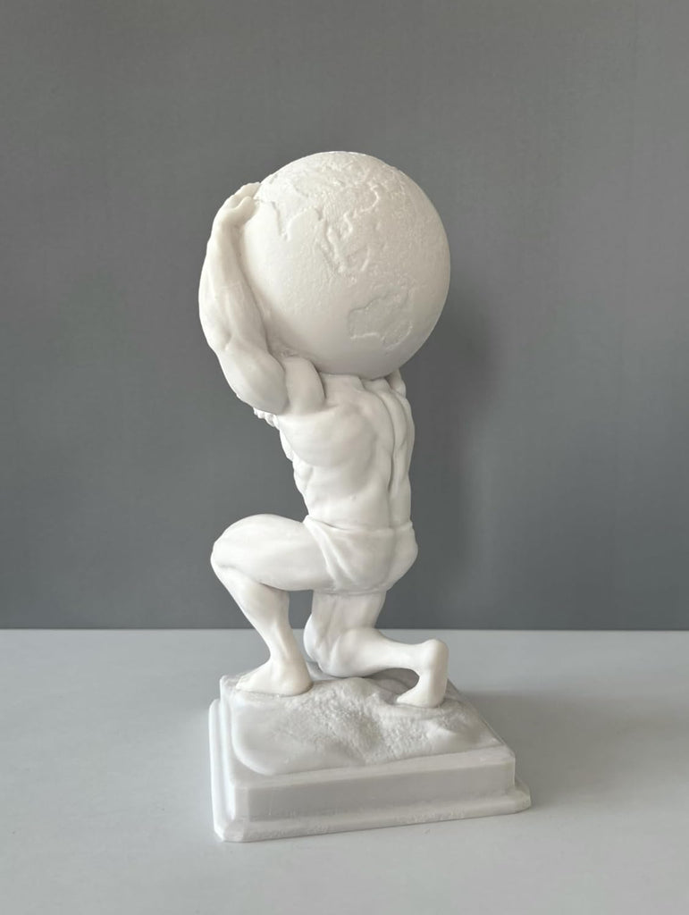 Atlas Bust Statue, 12in White Resin Greek Mythology Bust Sculpture Decor
