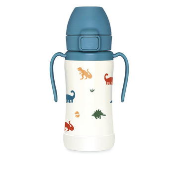Insulated 316 Stainless Steel Spill Proof Straw Cup, Water bottle with Flip Top for Toddlers, BPA Free (Dnosaur, 10oz)