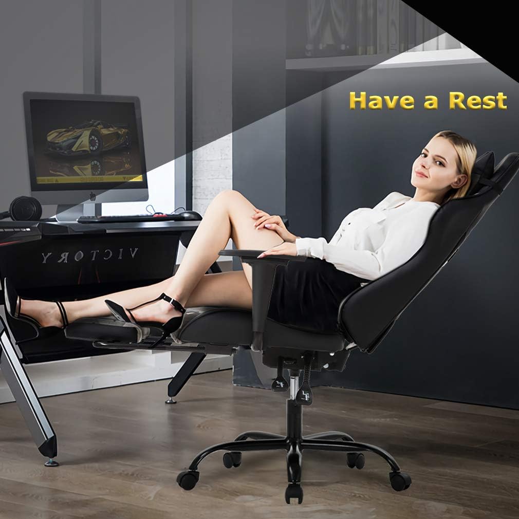 Gaming Chair Racing Office Chair Ergonomic Desk Chair Massage PU Leather Recliner PC Computer Chair with Lumbar