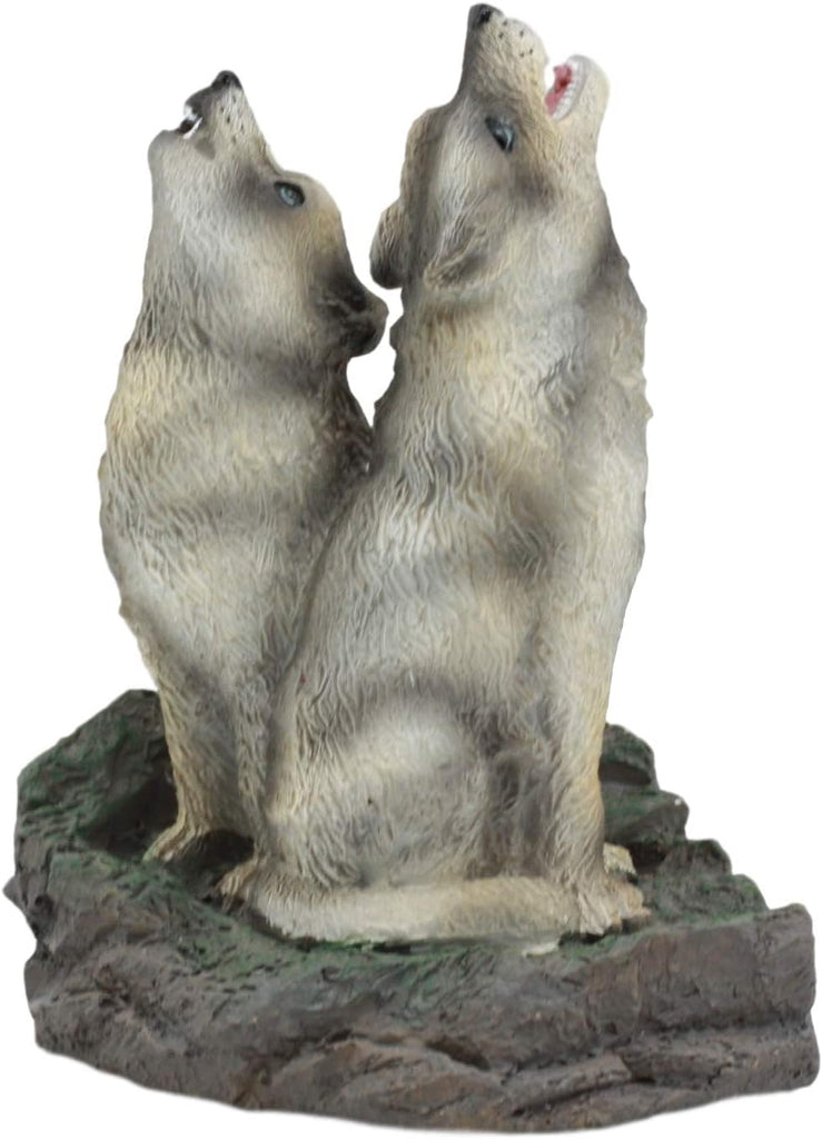 Ebros Howling Twin Gray Wolves Incense Burner Figurine 5.5 Inch Tall As Home Fragrance Decor Figurine Accessory