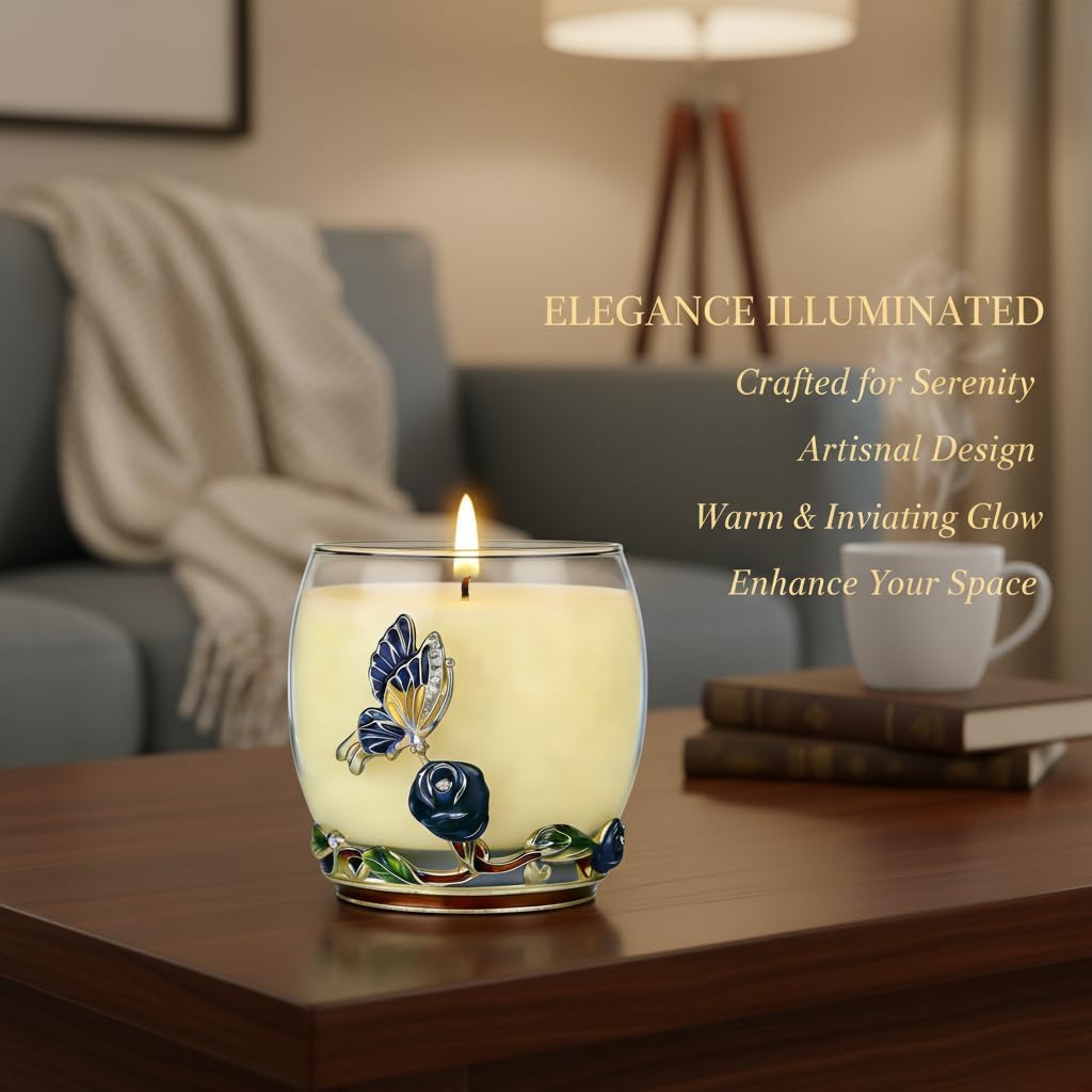Butterfly Rose Design, Lavender Scented Candles Gifts for Women