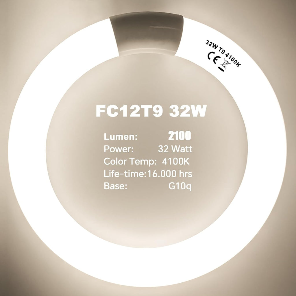 22W and FC12T9/CW 32W Cool White Set, 8 inch T9 22 Watts Circular Light Bulbs, 12 inch 32 Watts Circline