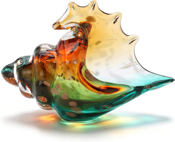 Hand Blown Glass Seashell Statue for Coastal Home Decor,Sea Shells