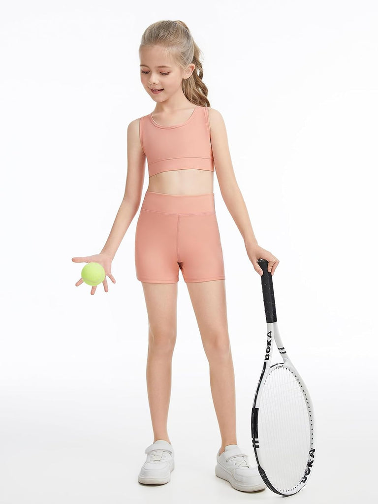 Big Girls' Workout Set, Crop Tank Top and Shorts