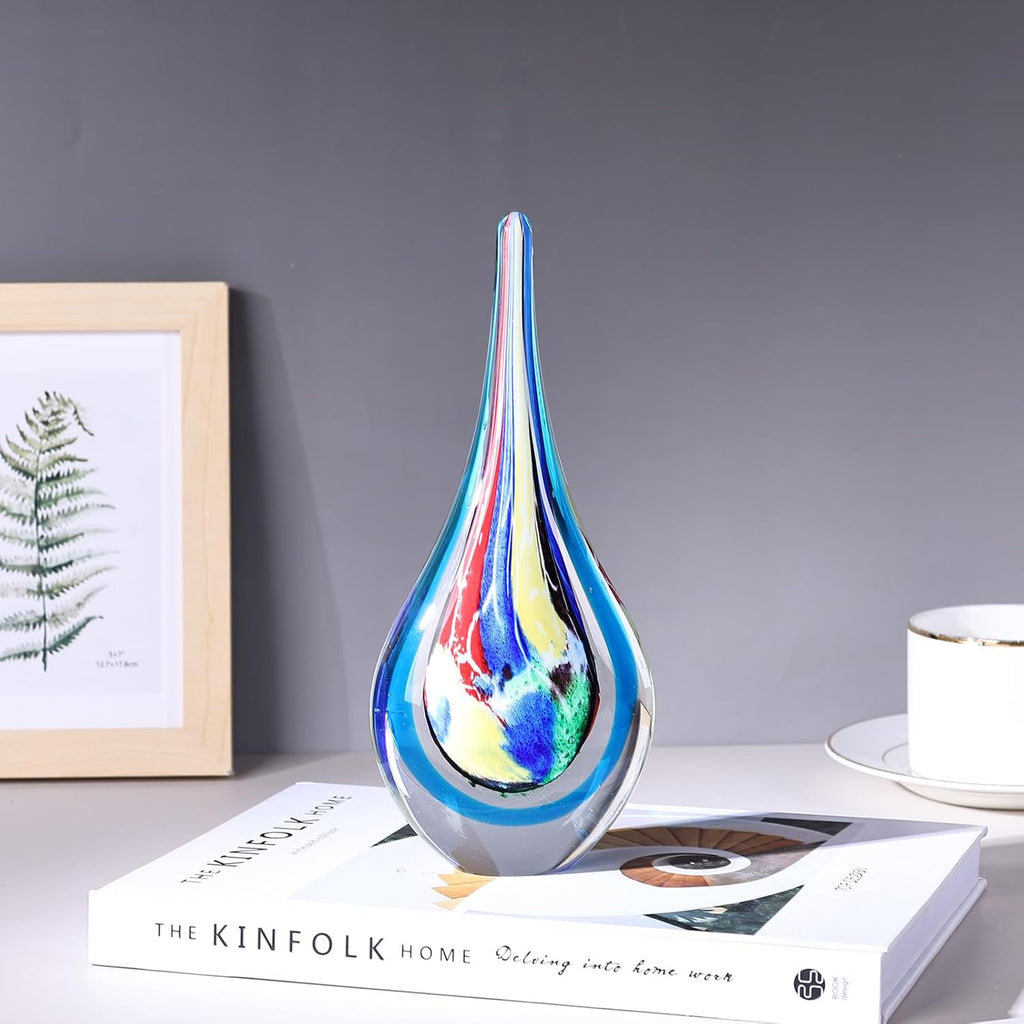 Hand Blown Glass Sculpture, Unique Mediterranean Style Decor, with Crystal-Like Finish, Decorative