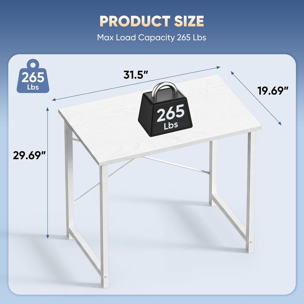 32 Inch Office Small Computer Desk Modern Simple Style Writing Study Work Table Bedroom - Wood White