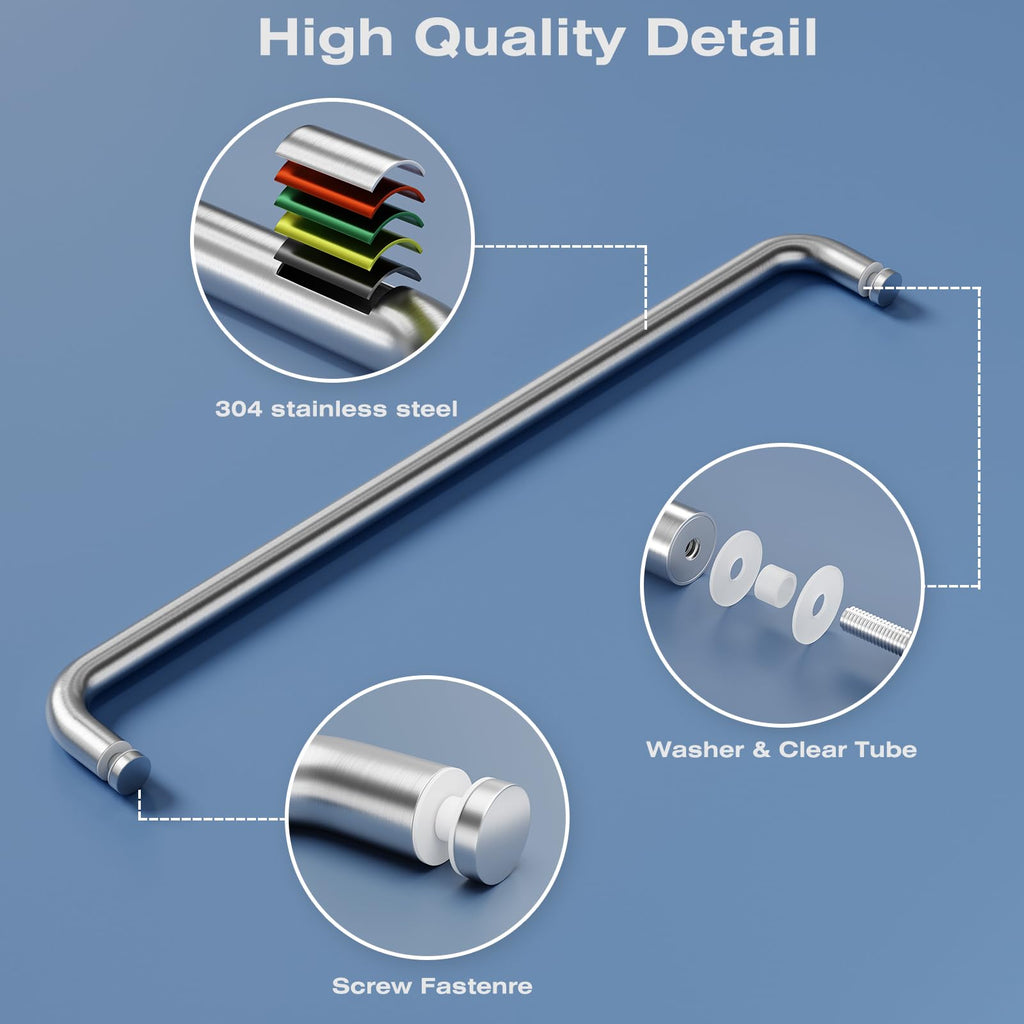 22 Inch Shower Door Handle, Single-Sided Towel Bar, Brushed Nickel