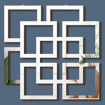 2 Pieces Silver Mirrored Wall Decor 11.8 x 11.8, Silver, Mirrored