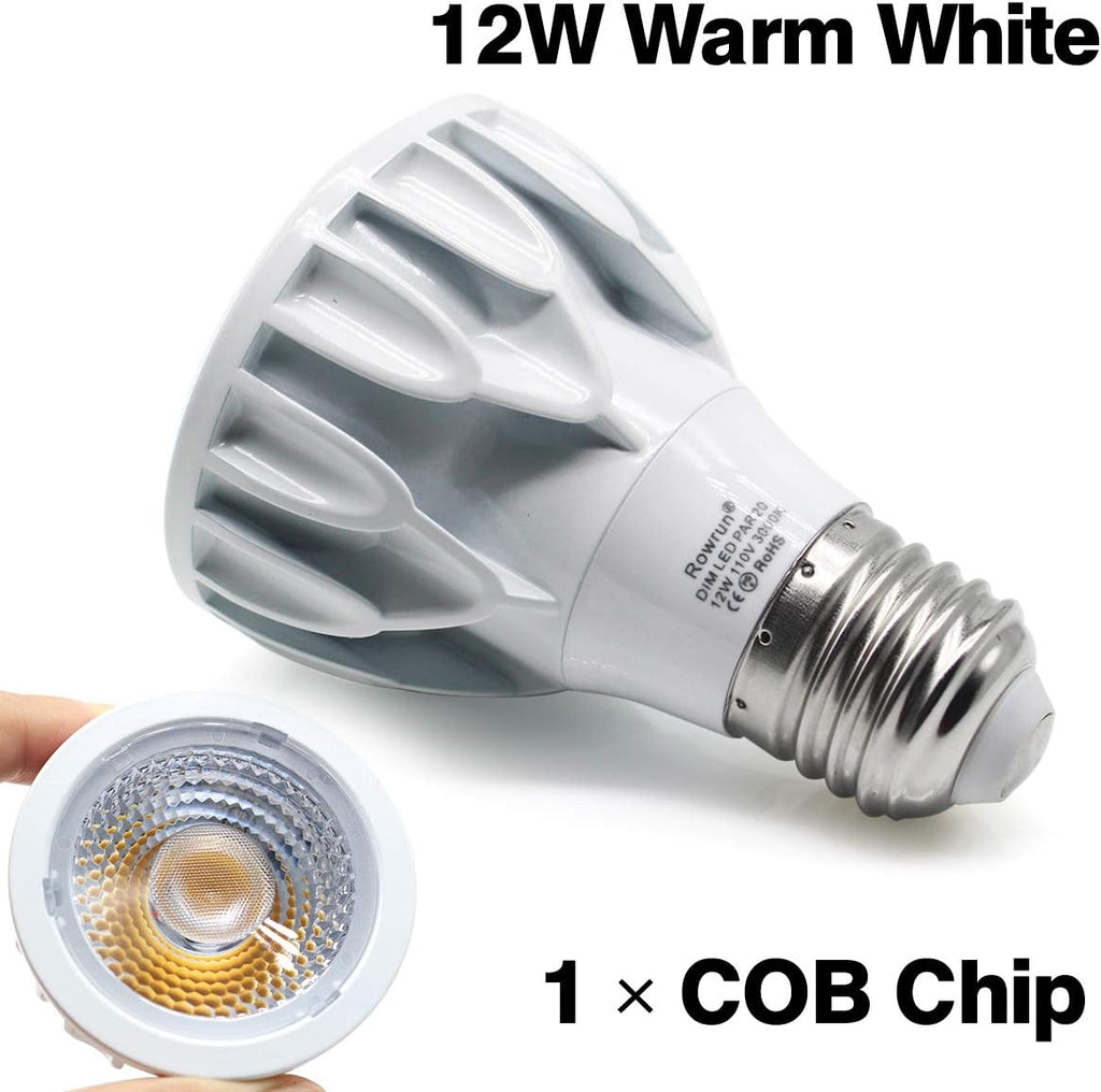 PAR20 E26 Dimmable COB Bulb 12W Warm White 3000K Can Light 2 Pack