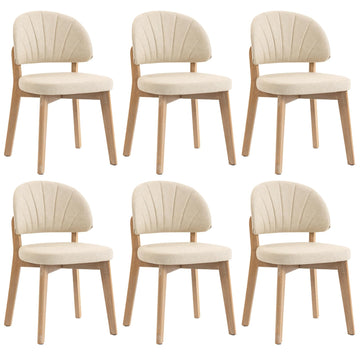 PU Leather Dining Chairs Set of 6, Upholstered Kitchen & Dining Room Chairs, Mid Century Modern Solid Oak Wood Dining